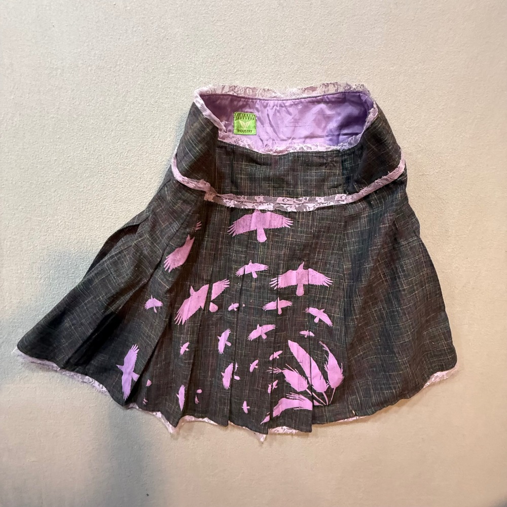 Edgy Whimsical Wool Plaid Fairy Grunge Y2K Pleated Wrap Skirt Women 29 Fits 34